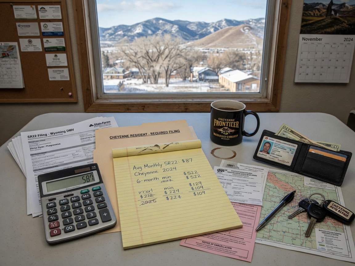 Average Monthly Cost of SR22 Insurance for Cheyenne Residents